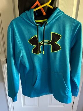 Under Armour Teal Hoodie with Black & Neon Yellow Logo